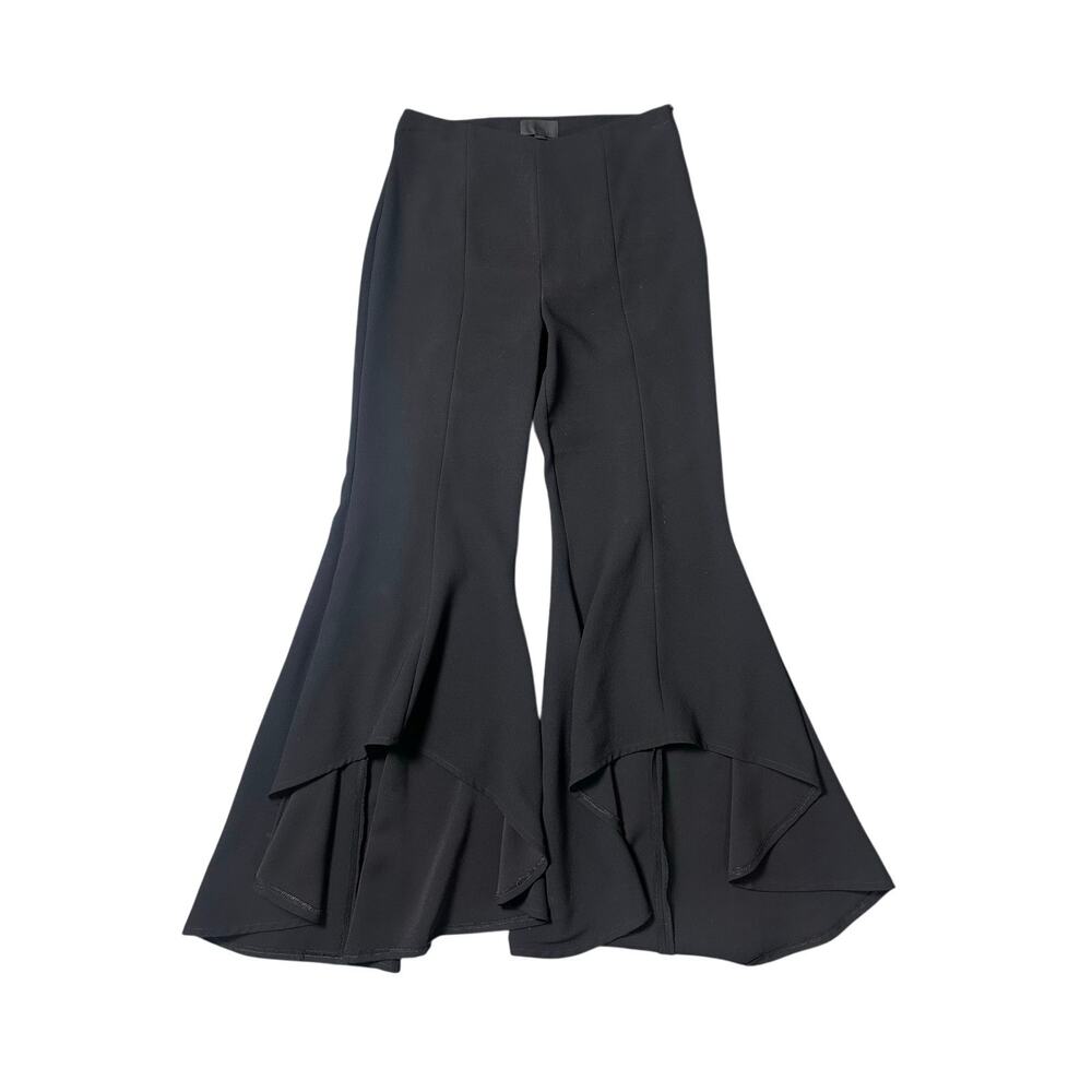 Intermix Black Ruffle Hem Flare Pants